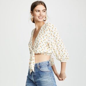 Faithfull The Brand La Guardia Floral Tie-Front Top